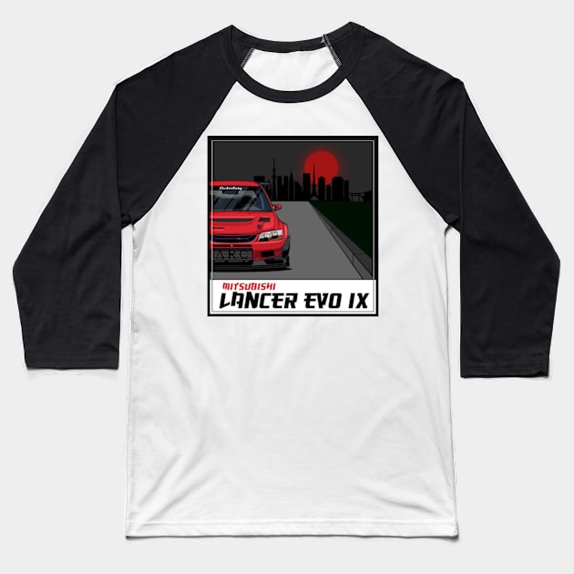 Mitsubishi Lancer Evolution evo 9, IX, JDM Car Baseball T-Shirt by T-JD